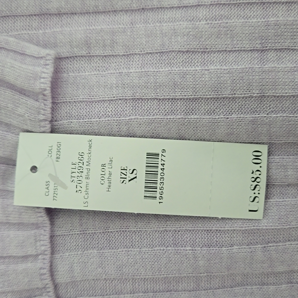 WHITE HOUSE BLACK MARKET LONG SLEEVE CASHMERE BLEND MOCKNECK SWEATER NEW LILAC - Picture 6 of 9